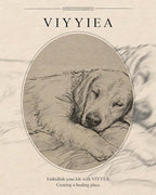 VIYYIEA Gold Framed Wall Art, Sleeping dog Canvas Print Home Decor Vintage Art Painting Picture Bathroom Wall Decor, Animals Artwork for Living Room Bedroom Kitchen Office - 16L x 13W