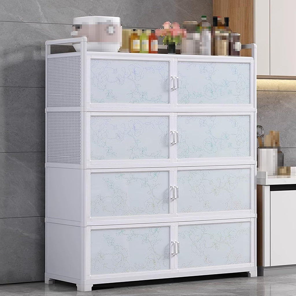 Kitchen Cabinets Ecofriendly Aluminum Composite Panel + Tempered Glass 9cm Height Enhancement Guardrail, for Kitchen Dining Living Room Bathroom(50 * 33 * 76cm)