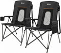 Portal Oversized Folding Camping Chair High Back Portable Lawn Chairs for Adults Outdoor Sports with Hard Armrest Cup Holder，Supports 400LBS, 2P Black