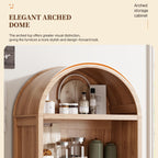 Ieejdn 71.34" Tall Arched Kitchen Pantry,Modern Fluted Wood Storage Cabinet with Doors,Adjustable Shelves,Organizer, Versatile Cupboard for Kitchen,Living Room,Dining Room,Bathroom,Natural