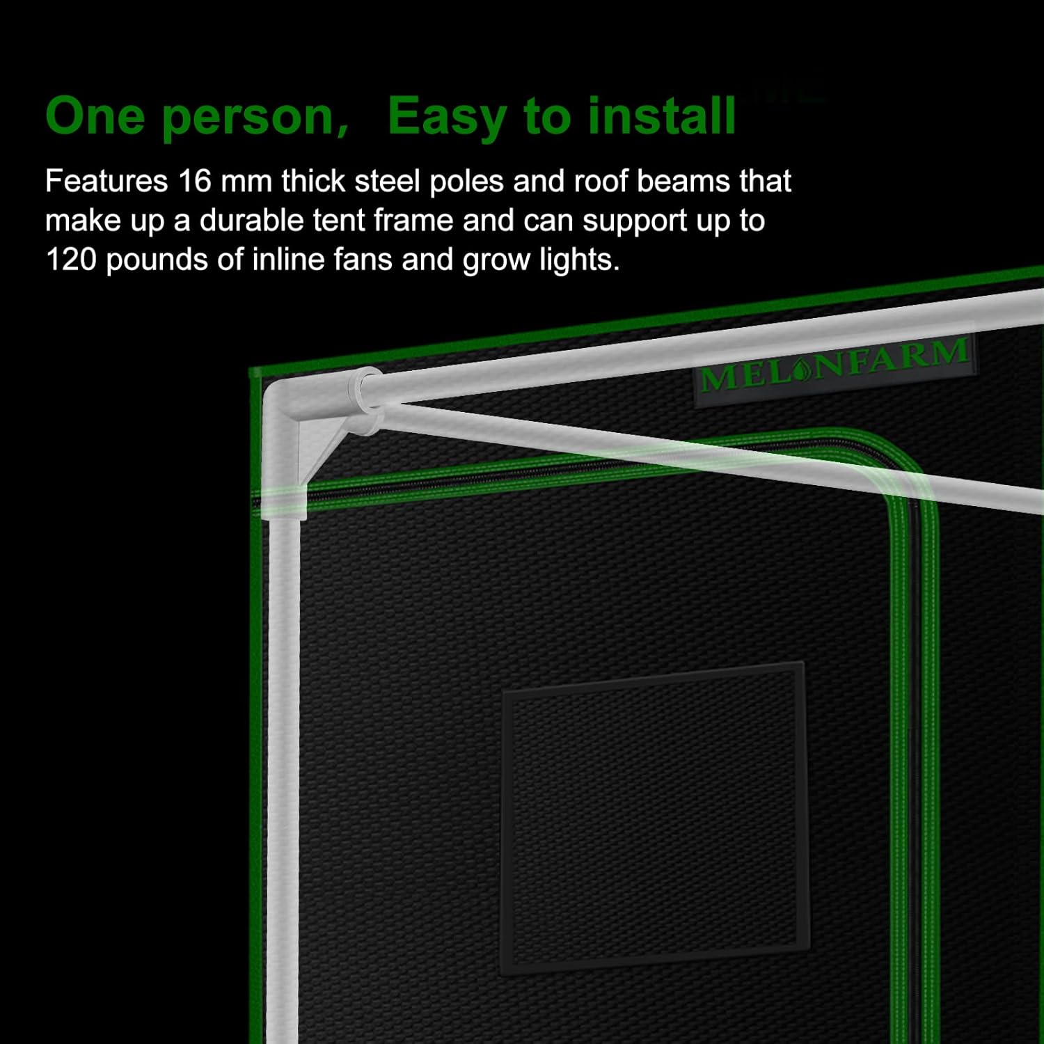 MELONFARM 2x2 Grow Tent, 24"x24"x36'' High Reflective 600D Diamond Mylar Canvas with Observation Window and Floor Tray for Hydroponic Indoor Plant Growing