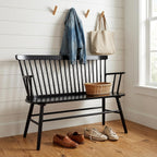 EpiBench Black Windsor Spindleback Bench with Arms, Manufactured Wood, 47.5", 300 LBS Capacity, Entryway Seating
