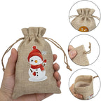 ARTLYMERS 24 Pack Christmas Jute Burlap Bags, Christmas Drawstring Gift Bags for Xmas Presents Holiday Party Favor Treats Candy, 6 Designs