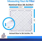 Filter King 36.5x24x1 Air Filter | 4-PACK | MERV 8 HVAC Pleated A/C Furnace Filters | MADE IN USA | Actual Size: 36.5 x 24 x .75"