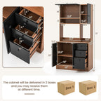 PETSITE Kitchen Buffet Hutch Storage Cabinet, 71" Freestanding Pantry with 3 Cabinets & Drawers, Adjustable Shelves, Microwave Cupboard for Living Room, Dining Room