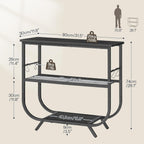 HOOBRO 3 Tier Small Console Table, 31.5" Entryway Table with Storage Shelf, Narrow Sofa Table, Behind Couch Table, Hallway Table with S-Hooks, for Living Room, Black BB63XG01