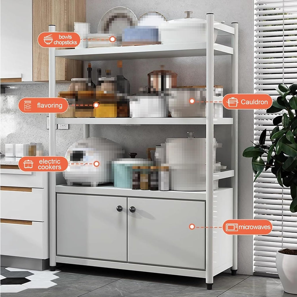 Tall Cabinet, Pantry Organizers and Storage, 32mm Thicker Steel Tube, Multi-Layer Storage, Cabinet with Microwave Shelf, Ideal for The Kitchen, Living Room(White,70 * 40 * 138cm)