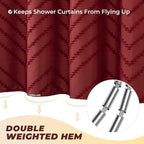 Burgundy Shower Curtain Boho Farmhouse Shower Curtain 72 x 72 Tufted Chevron Textured Minimalist Shower Curtains for Bathroom