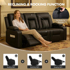 LUCKLIFE Faux Leather Recliner Sofa Set,Manual Living Room Furniture Sets | 3 Seat Reclining Sofa Couch and Loveseat with Cup Holders for Meeting Room,3+2