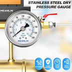 MEANLIN MEASURE 0~200Psi Dry Pressure Gauge Stainless Steel 1/8" NPT 2" FACE DIAL Waterproof for Air Compressor Air Regulator Water Filter Center Back Mount, with 1/4" NPT and 3/8" NPT Hex Bushing