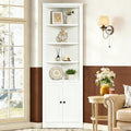Metal Pantry Storage Cabinet with 4 Adjustable Shelves, 71" Tall Corner Cabinet for Bathroom, Corner Shelf Cabinet for Kitchen, Dining Room, Living Room, Assembly Required(White)