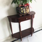 Half Moon Console Table, Solid Wood Console Tables with Drawer and Shelf, for Living Room, Hallway, Foyer, Entrance(35.4 * 11.8 * 31.5in)