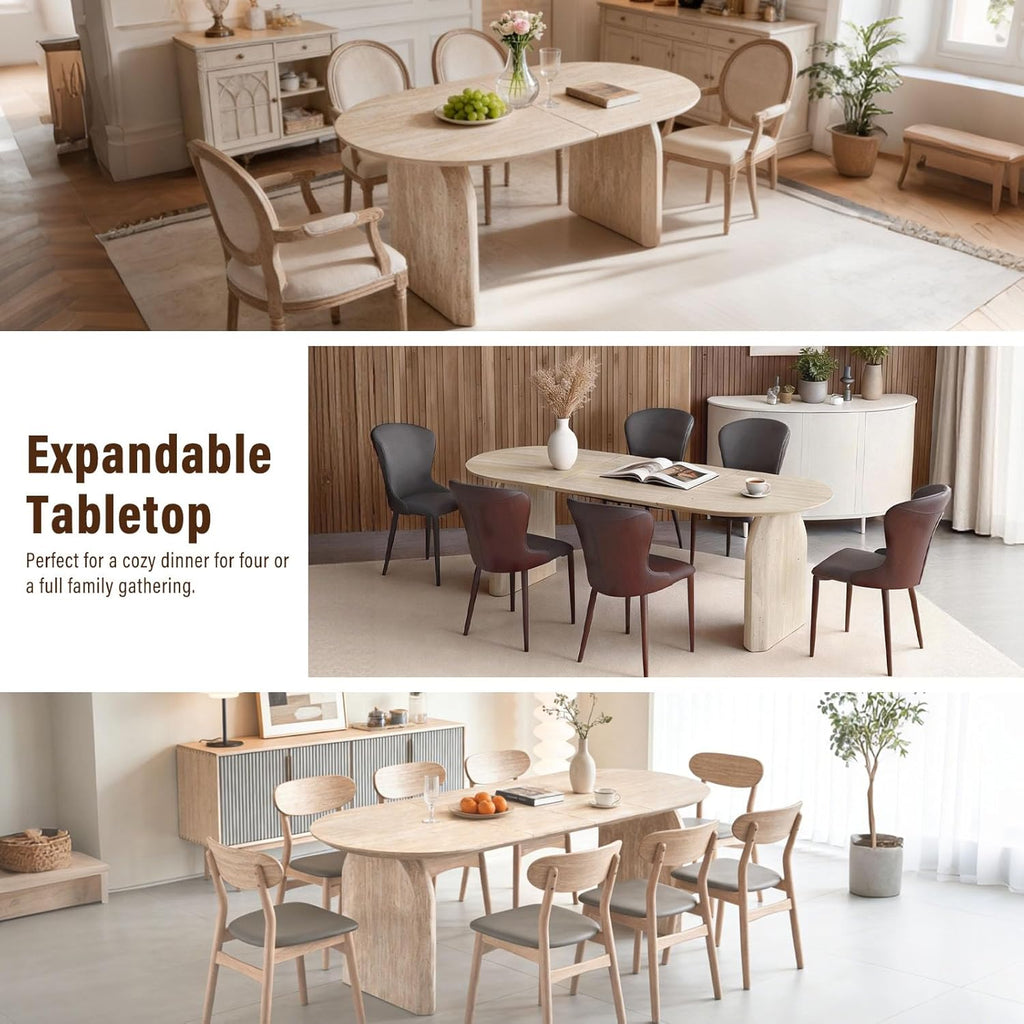 59 in-90 in Oval Extendable Dining Room Table for 4-10, Long Large Kitchen Table, Mid Century Modern Furniture, Space-Saving for Kitchen, Living Room, Office