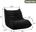 Vongrasig Bean Bag Chair for Adults, Line Fabric Lazy Sofa Couch, Memory Foam Filled Bean Bag Lounge Chair Perfect for Living Room, Bedroom and Office, Black