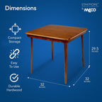 Stakmore Classic Straight Edge Square Wood Folding Table, 32x32, Fruitwood | Foldable Card Table, Wooden Tabletop Furniture for Cards, Board Games, Dining, and Extra Seating