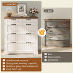 SEDETA Farmhouse File Cabinet with 5 Drawers, Filing Cabinet for Home Office, Wood Office File Cabinets for Letter/Legal/A4 Size, File Cabinets with Printer Stand, White and Brown