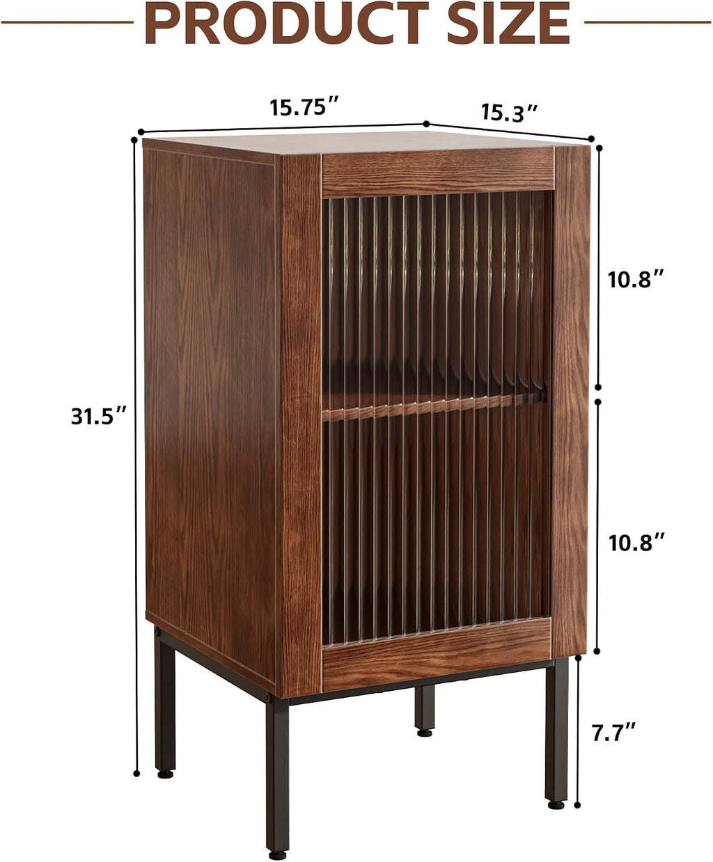 BVIUNTWO Glass Door Cabinet,2-in-1 Buffet Cabinet with Storage,32 Inch Farmhouse Console Table with Metal Base,Sideboard Coffee Bar Cabinet for Kitchen,Dining Room,Living Room,Brown