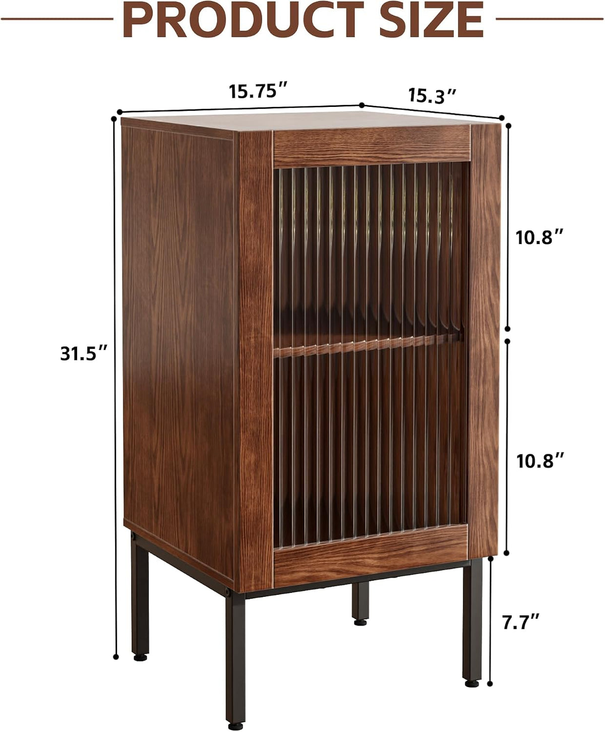 BVIUNTWO Glass Door Cabinet,2-in-1 Buffet Cabinet with Storage,32 Inch Farmhouse Console Table with Metal Base,Sideboard Coffee Bar Cabinet for Kitchen,Dining Room,Living Room,Brown