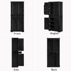 71" Tall Kitchen Pantry Cabinet, Freestanding Pantry Storage Cabinet with 3 Pull Out Organizers, 6 Door Shelves & 2 Drawers, Farmhouse Embossed Texture Cupboard for Kitchen, Dining Room, Black