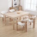 chairus Modern Barrel Dining Chairs Set of 4, Linen Upholstered Dining Room Chairs with Arm & Curved Back, Farmhouse White Washed Natural Wooden Side Kitchen Chairs, Beige Fabric