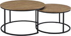 35" Textured Mango Wood Nesting End Table, Nesting End Tables with Open Metal Frame, Coffee Table Set with Flexible Layout for Modern Indoor Lounge Areas, Mango Color