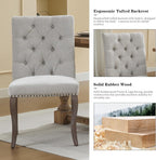 Modern Dining Chairs Set of 6, Upholstered Accent Parsons Dinning Chairs with Tufted Back and Solid Wood Legs, Comfortable Chenille Fabric Kitchen Chairs for Dining Room/Kitchen, Beige