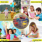 Pemberly Row Kids' Table Chair Set, Multicolor, 4-Piece Set, Includes Yellow, Pink, Blue, Green Chairs, Foldable Sturdy Table, Child-Safe Materials, Lightweight Design, Ideal for Ages 3-8