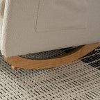 Chair with Footrest High Back Rubber Wood Rocking Legs Bedroom Living Space (Beige + Wood)