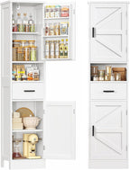 TEENFON 67" H Tall Storage Cabinet with 2 Doors, Bathroom Storage Cabinet, Kitchen Pantry Cabinets for Living Room, Dining Room, Bathroom, White