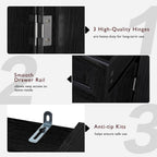 71" Tall Kitchen Pantry Cabinet, Freestanding Storage Cabinet with 3 Pull-Out Cabinet Organizers 6 Door Storage Shelves 2 Drawers, Farmhouse Embossed Texture Cupboard for Kitchen, Black