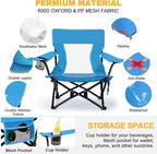 Joyfair Beach Camping Chair (2 Pack), Folding Chair for Adults (Blue) | Heavy Duty Outdoor Portable Chair with Armrest for Outside Lawn, Sport, Fishing, Cup Holder & Storage Pocket, Carry Bag