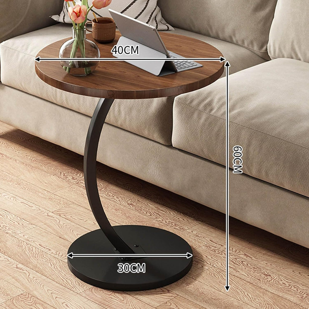 C Shaped End Table for Couchs, Couch Tables That Slide Under, Couch Side Table for Laptop, Suitable for Living Room, Bedroom and Small Spaces,White