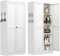 Metal Pantry Cabinet, Kitchen Pantry Storage Cabinets | with Doors and 4 Shelves, White Kitchen Pantry Cabinet for Home Office Living Room