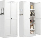 Metal Pantry Cabinet, Kitchen Pantry Storage Cabinets | with Doors and 4 Shelves, White Kitchen Pantry Cabinet for Home Office Living Room