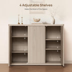 SICOTAS Buffet Cabinet with Storage Accent Sideboard with 3 Doors Modern 46.6" Wide Credenza Fluted Buffet Table Media Console Cabinet Entryway Cabinets for Living Room Kitchen Dining Room Hallway