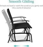 Best Choice Products 2-Person Outdoor Patio Swing Glider Steel Bench Loveseat Rocker for Deck, Porch w/Textilene Fabric, Steel Frame - Black