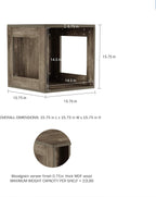 Lavish Home Side Table with Storage - Set of 2 Minimalist Modern Nightstand or End Table with Open Sides - Stackable Modular Accent Table for Bedroom, Living Room, or Office (Gray Woodgrain)