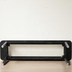 GDFStudio 47.24" Solid Oak Wood Dining Bench with Handwoven Rattan Seat, Modern Mid-Century Entryway Bench, End of Bed Bench for Bedroom Living Room, Black
