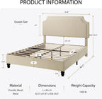 SHA CERLIN Queen Chenille Upholstered Platform Bed Frame, Beige