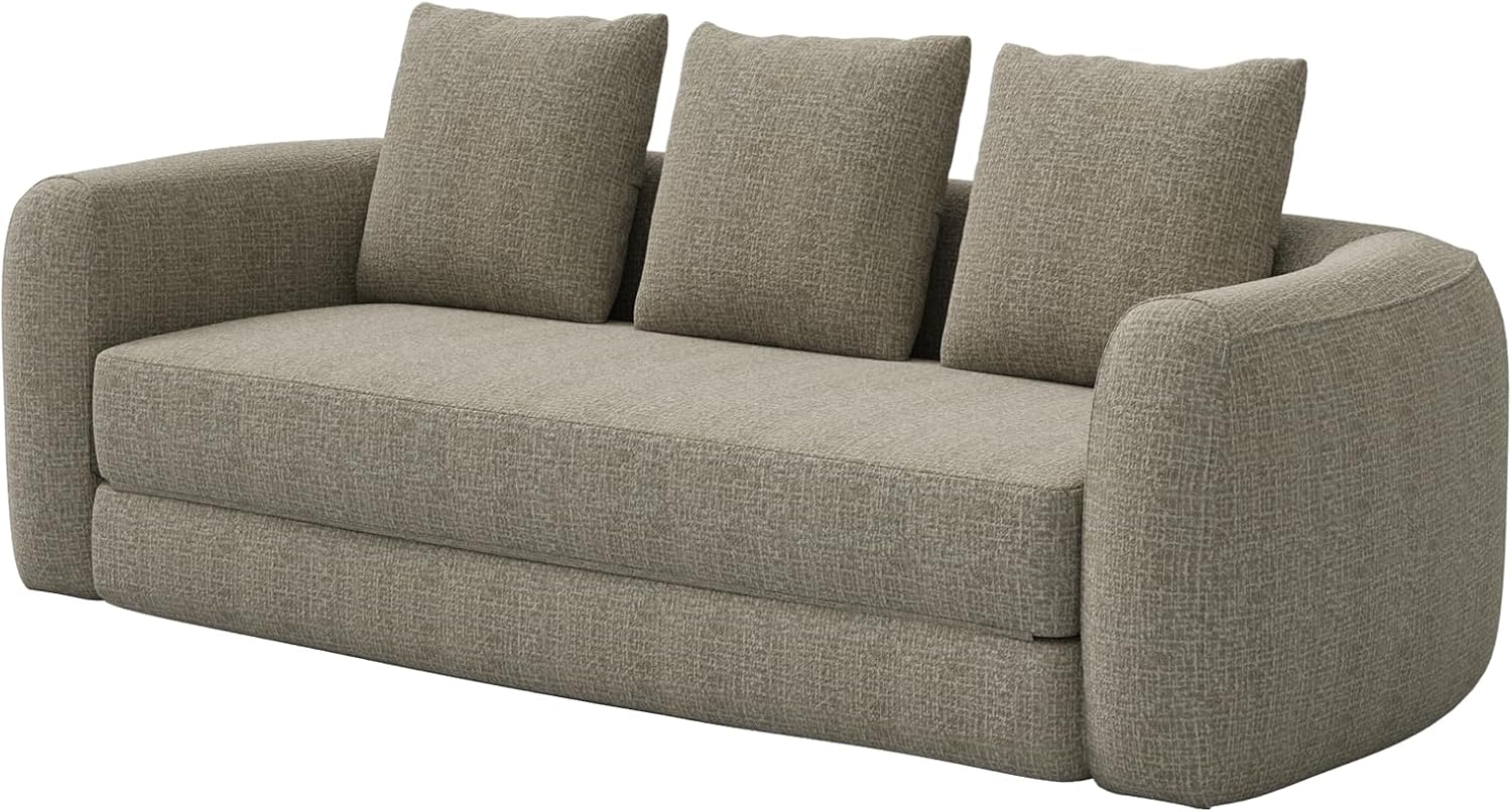 Curved Convertible Futon Sofa Bed,Modern Sleeper Couch,Curved Modern 3 Seater Cloud Couch