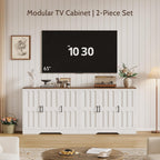 Modern Farmhouse Buffet Cabinet with Storage, 85" Large Sideboard Storage Cabinet with 6 Barn Doors, Coffee Liquor Bar Cabinet Wood Table Credenza with Adjustable Shelf for Kitchen Dining Living Room
