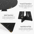 Tribesigns 47 inch Round Dining Table Wood Kitchen Table for Dining Room, 47" Dinner Room Tables for 4-6, Farmhouse Accent Furniture with Wooden Tabletop and Cross Base, Marbled Wood