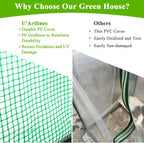 U'Artlines Portable Mini Greenhouse Small Green House with Waterproof Pad 36x36x42 Inch Plant Cover Tent for Garden Small Plants Indoor Outdoor, Green PE