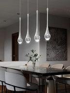 Dining Room Light Fixture 4-Light Silver Kitchen Island Lighting Industrial Linear Crystal Chandeliers for Dining Room Pendant Light Fixture for Living Room Hallway Bedroom