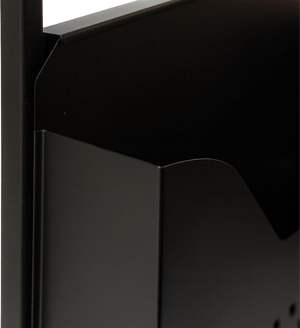Relaxdays side table with magazine holder, HWD: 63x30x37 cm, wood, metal, C-shape, industrial design, brown/black