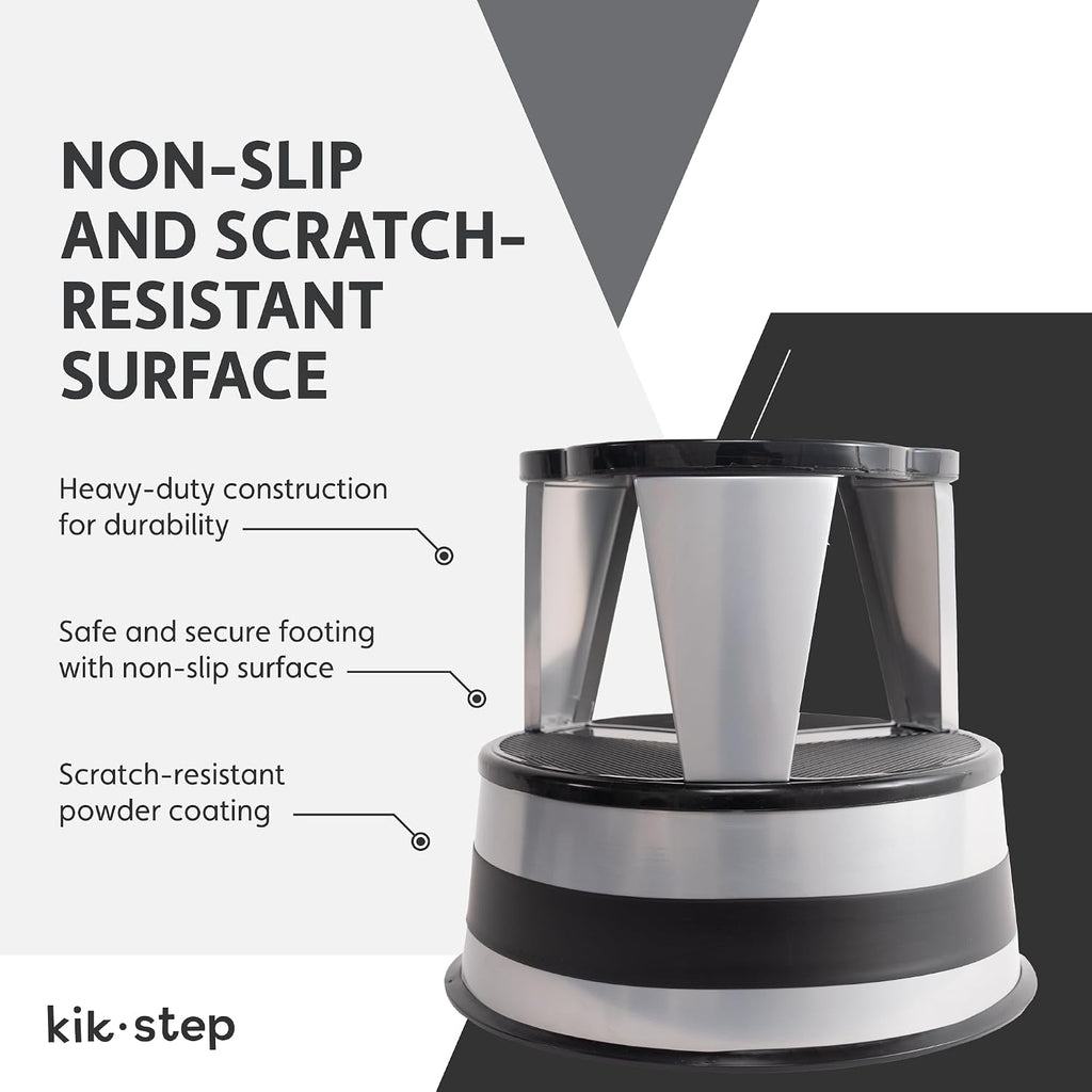 Cramer Kik Step Steel Step Stool - Two Step Stool, Holds 350 lbs (Silvertone)