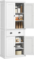 HOMCOM 72" Kitchen Pantry Cabinet Freestanding Tall Storage Cabinet White | Traditional Kitchen Pantry, 4 Doors, Drawer, 3 Adjustable Shelves, for Dining Room