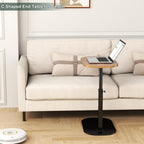 C Shaped Side Table, Adjustable Height C Shaped End Table, 360°Swivel Couch Side Tables that Slide Under, Modern Small Coffee C Table End Table for Sofa/Bed/Bathtub, Rotating Tabletop (Light Wood)