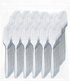Prestee 500 Clear Plastic Forks - Heavyweight Disposable Forks, Sturdy Flatware, Elegant Fork for Parties, Bulk Disposable Silverware Set, Clear Plastic Utensils - Flatware