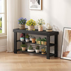 DUMOS Wooden Shoe Rack Bench with Storage, 3-Tier Bamboo Entryway Benches, Shoe Rack Holds Up to 286 lb Storage Organizer, 11.3 x 35.43 x 17.8 Inches, Suitable for Bedroom Living Room Balcony, Black
